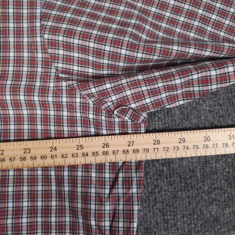 Polo‎ Ralph Lauren Mens 17.5 34/35 Yarmouth Plaid Red White Long Sleeve Button